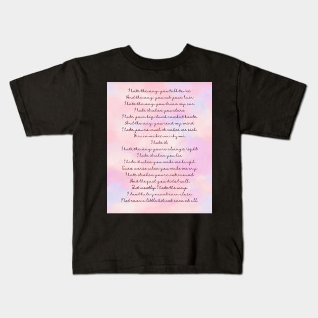 10 Things I Hate Poem Kids T-Shirt by baranskini